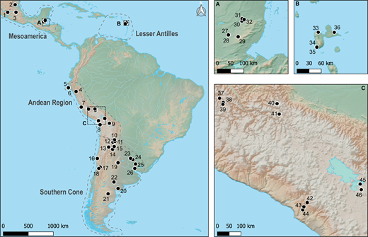 Distribution of archaeological samples analysed in this study.